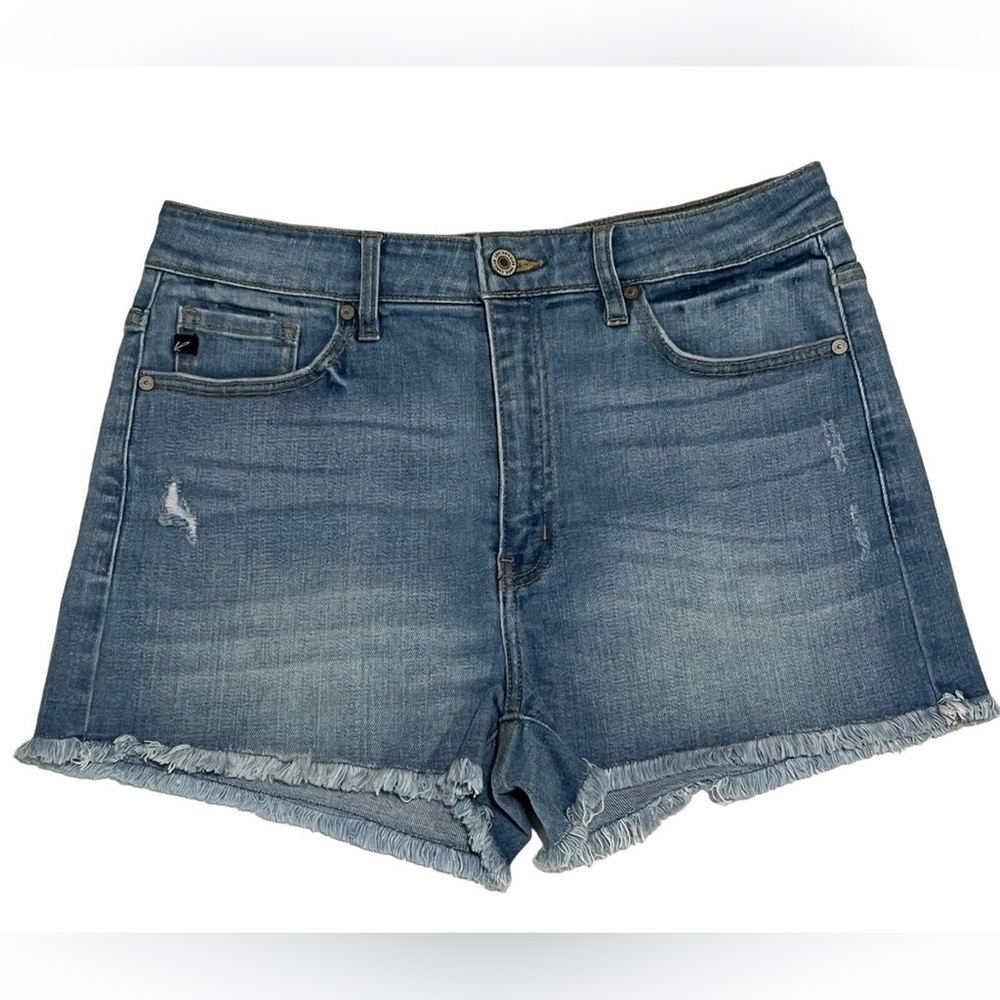 KanCan - Light Blue distressed hem Jean Shorts